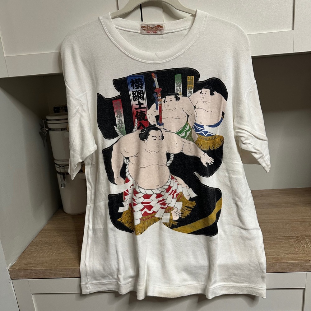 VTG 90s Sumo Graphic Tee Unisex M Single Stitch Japan Made Yokozuna Art Harajuku